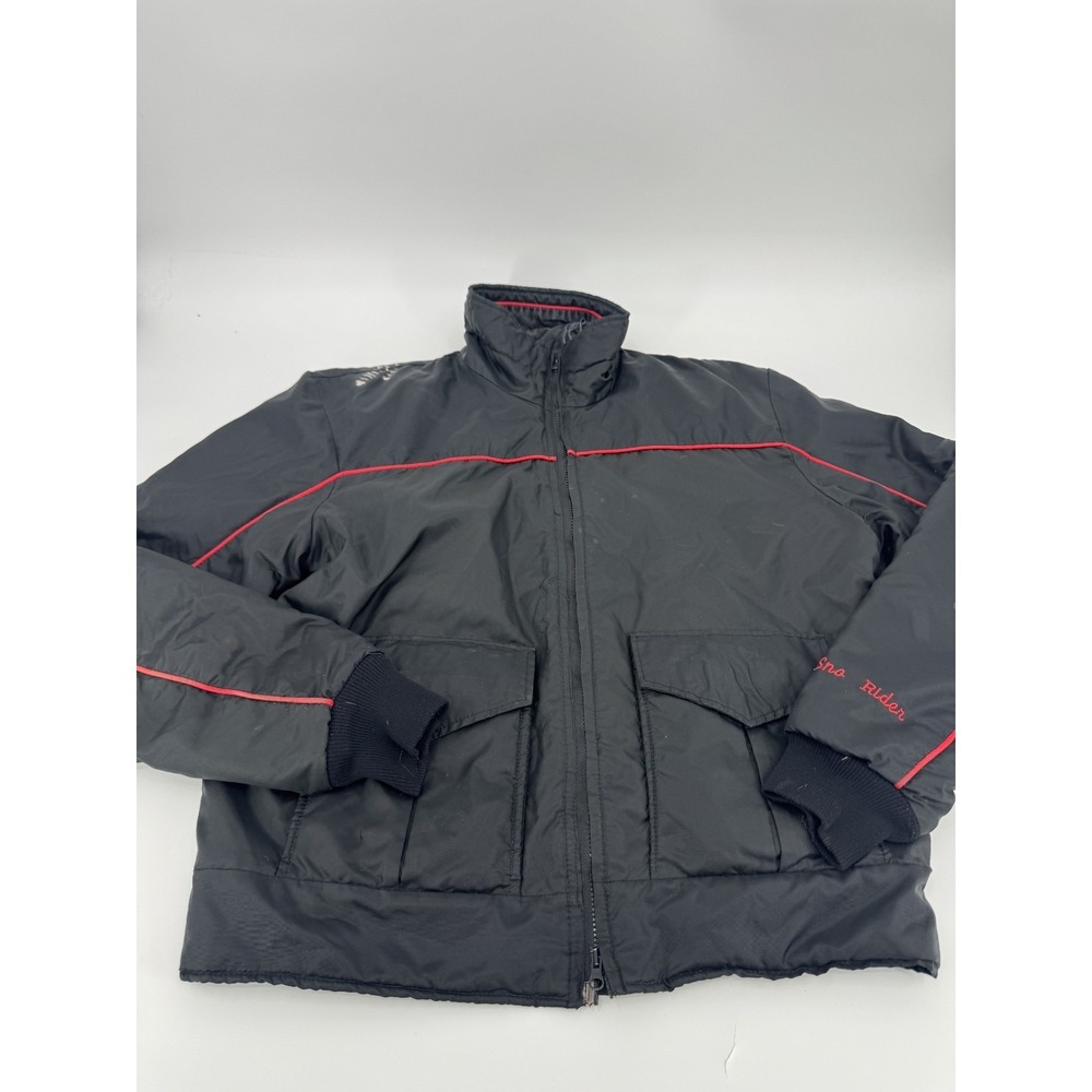 Vintage Sno Rider 3M Thinsulate Snow Jacket Mens XL Black Quilted Lined Full Zip